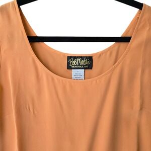 Bob Mackie‎ Wearable Art Silk Tank Top Apricot Orange Scoop Neck Womens L